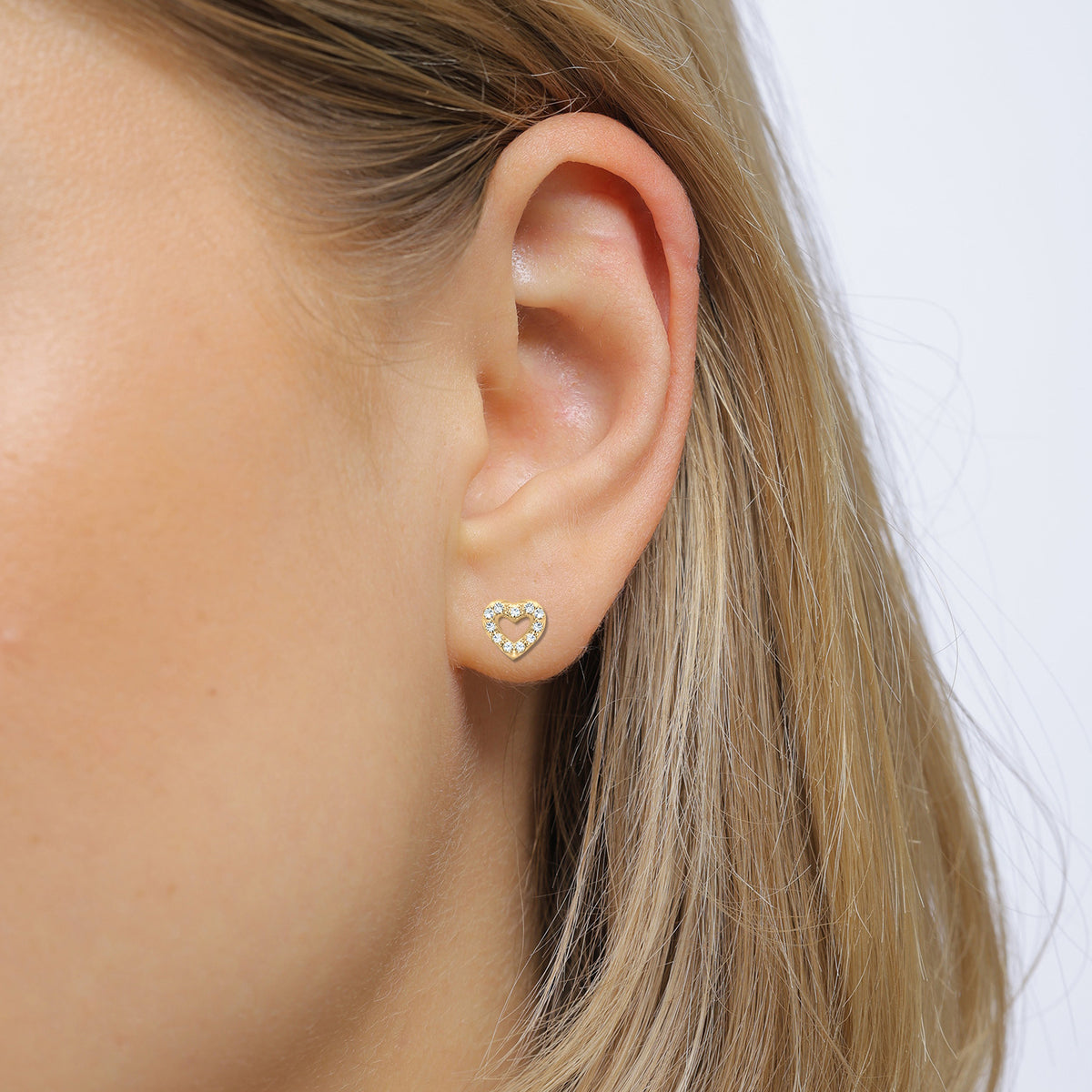 Gold - Elli | Ohrstecker Herz | Mit Kristallen von Swarovski® (Weiß) | 925 Sterling Silber vergoldet