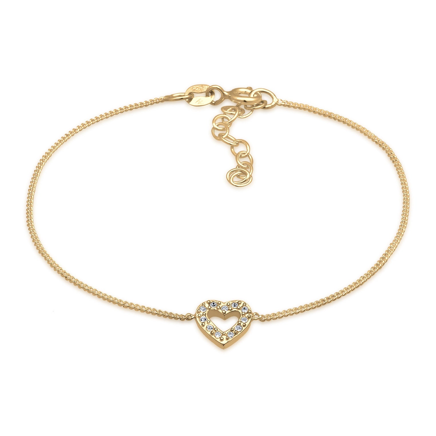 Gold - Elli | Armband Herz | Mit Kristallen von Swarovski® (Weiß) | 925er Sterling Silber  vergoldet