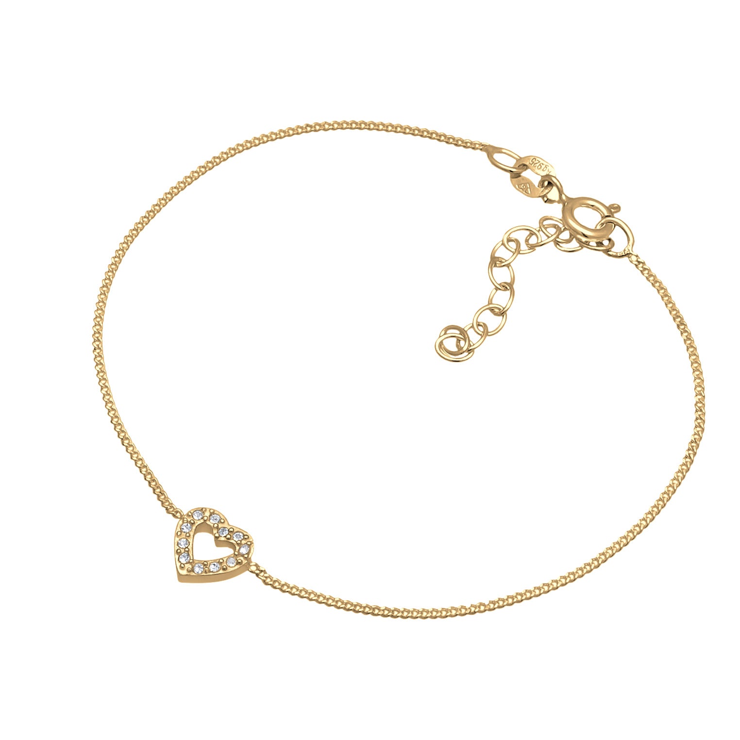 Gold - Elli | Armband Herz | Mit Kristallen von Swarovski® (Weiß) | 925er Sterling Silber  vergoldet