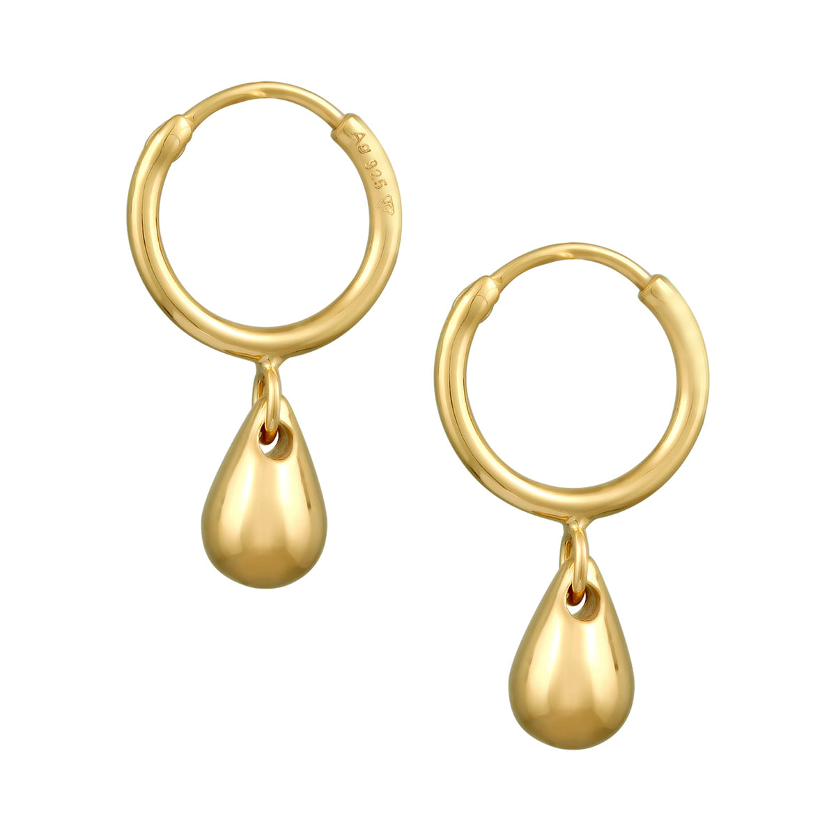 Gold - Elli | Creolen Drop Anhänger | 925 Sterling Silber vergoldet