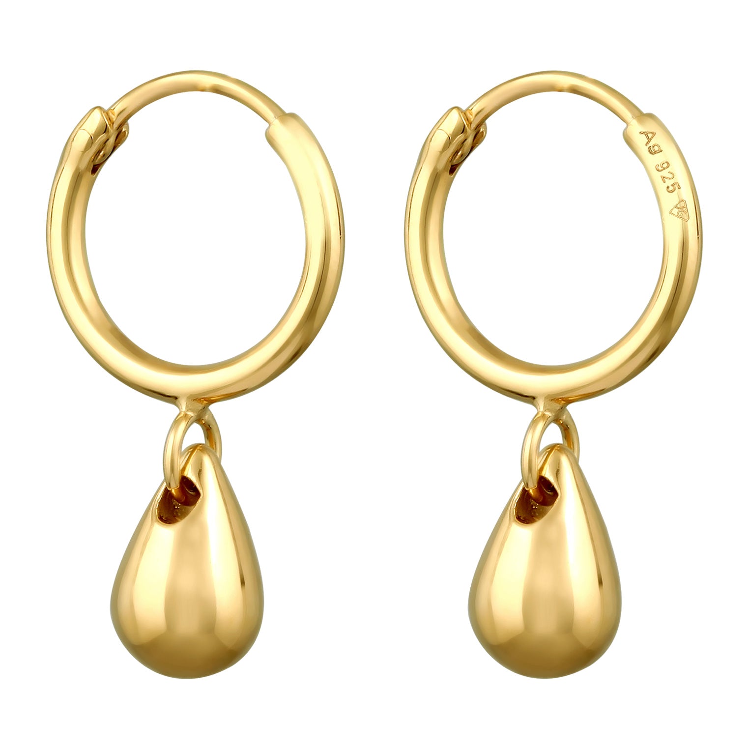 Gold - Elli | Creolen Drop Anhänger | 925 Sterling Silber vergoldet