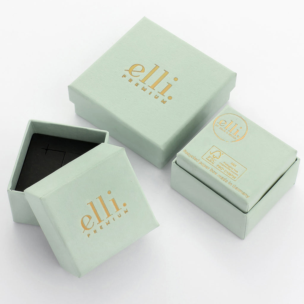 Gold - Elli PREMIUM | Halskette mit Plättchen Organic | Zirkonia (Grün, Weiß) | 925 Sterling Silber vergoldet
