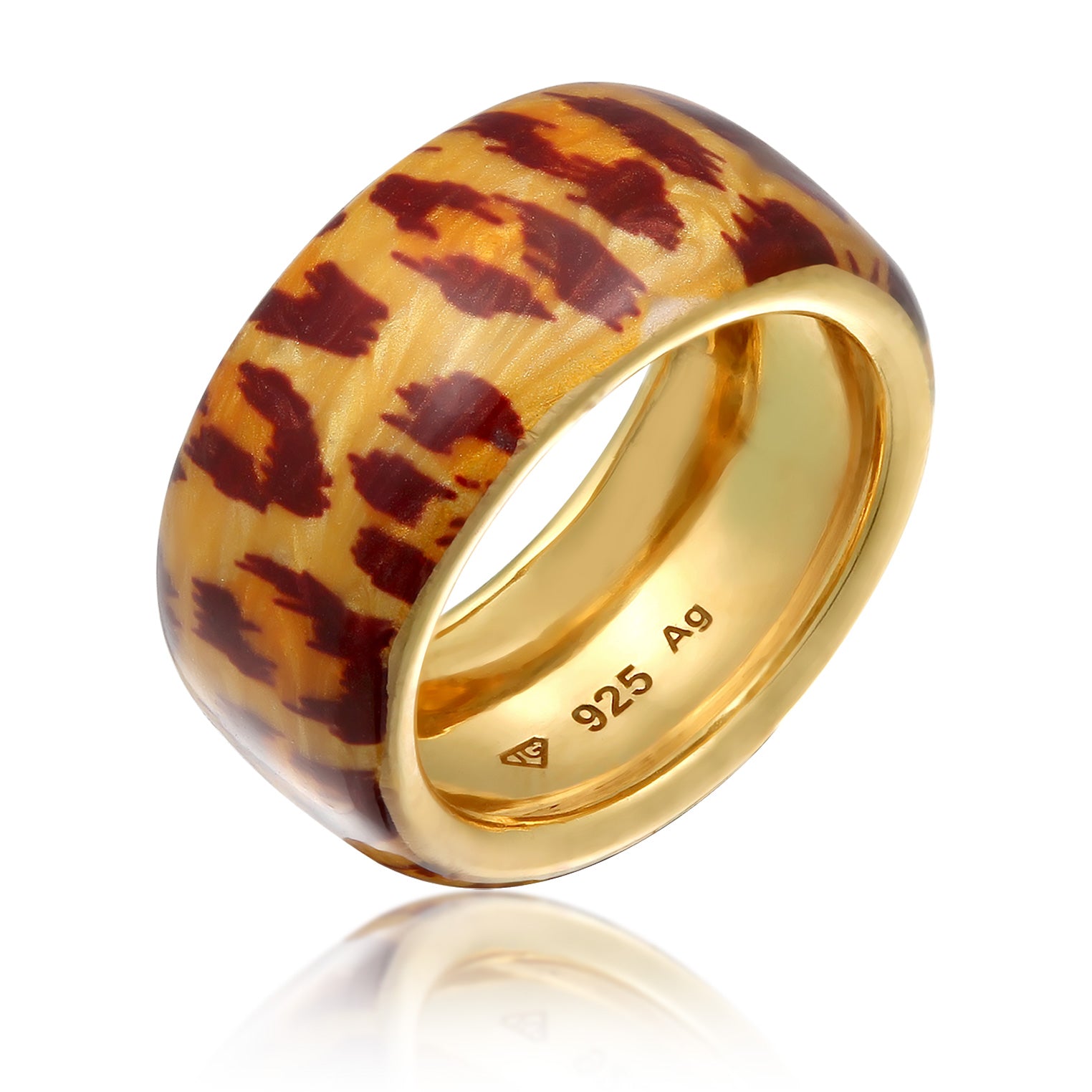 Gold - Elli | Bandring | Emaille (Leo) | 925 Sterling Silber vergoldet