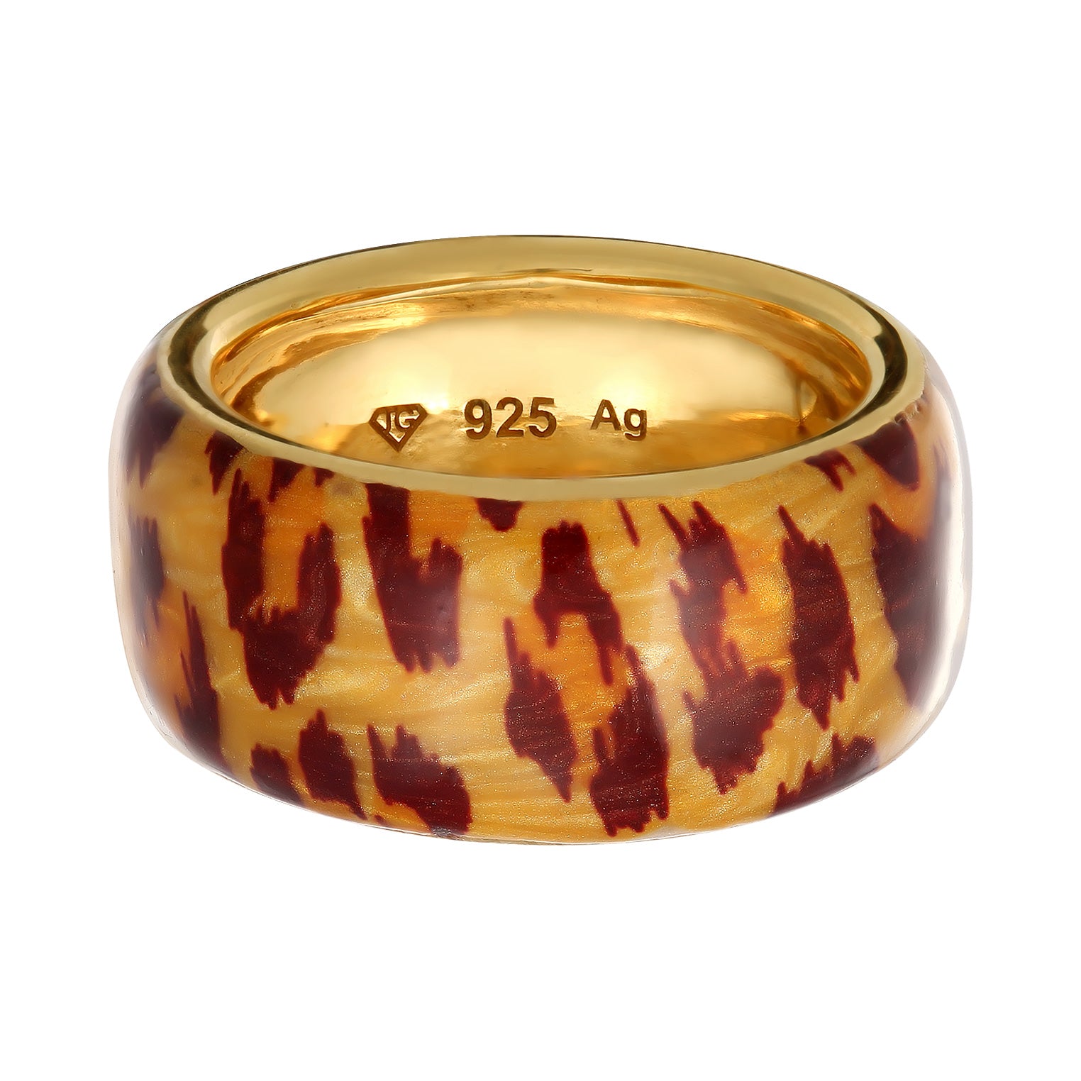 Gold - Elli | Bandring | Emaille (Leo) | 925 Sterling Silber vergoldet