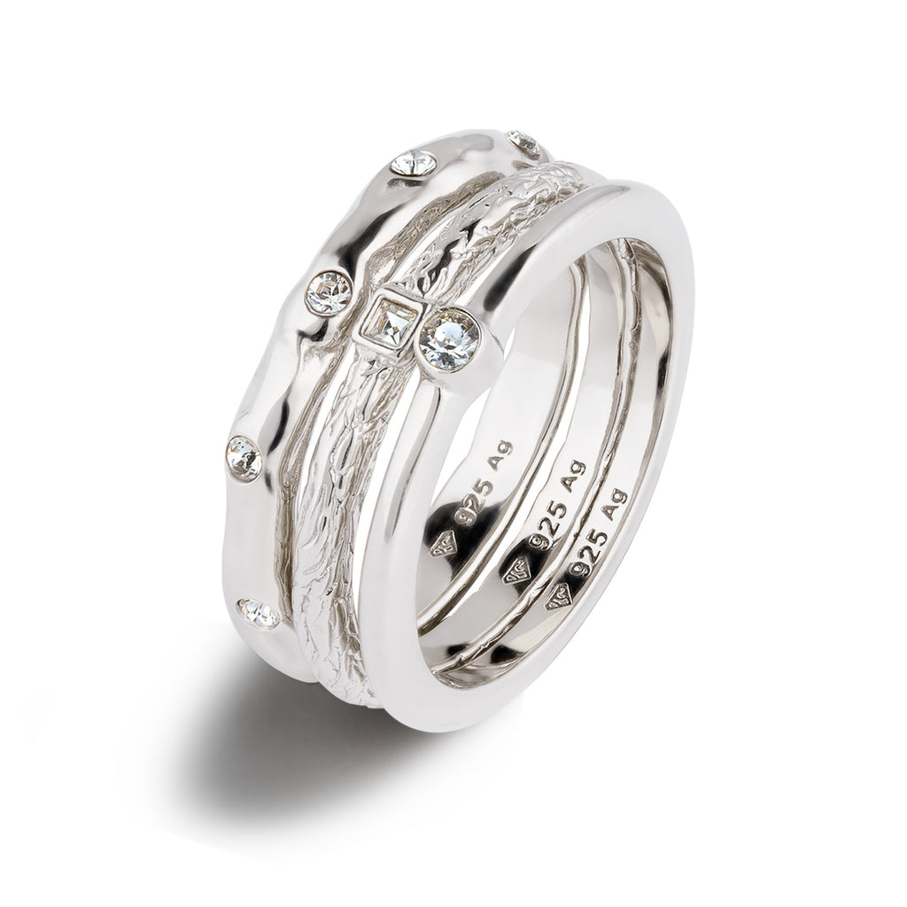 Silber - Elli | Ringset | Mit Kristallen von Swarovski® (Weiß)  | 925 Sterling Silber