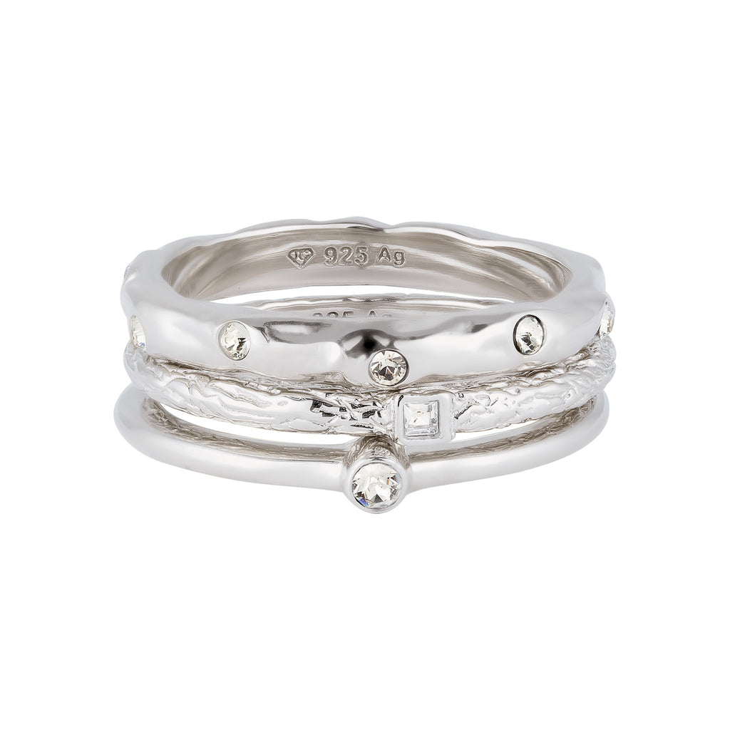 Silber - Elli | Ringset | Mit Kristallen von Swarovski® (Weiß)  | 925 Sterling Silber