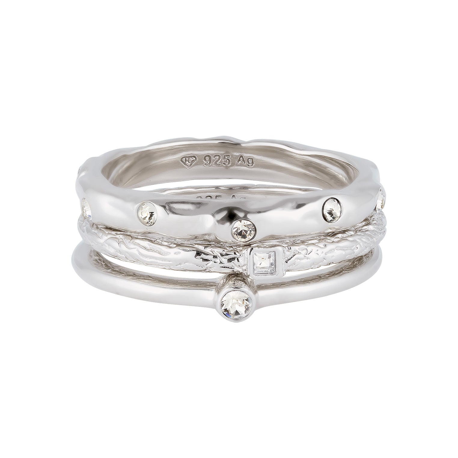 Silber - Elli | Ringset | Mit Kristallen von Swarovski® (Weiß)  | 925 Sterling Silber