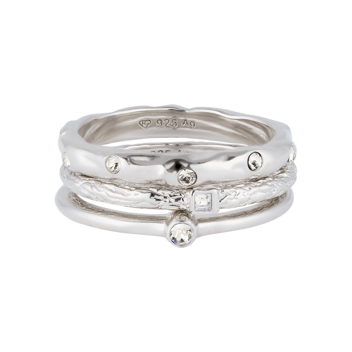 Silber - Elli | Ringset | Mit Kristallen von Swarovski® (Weiß)  | 925 Sterling Silber