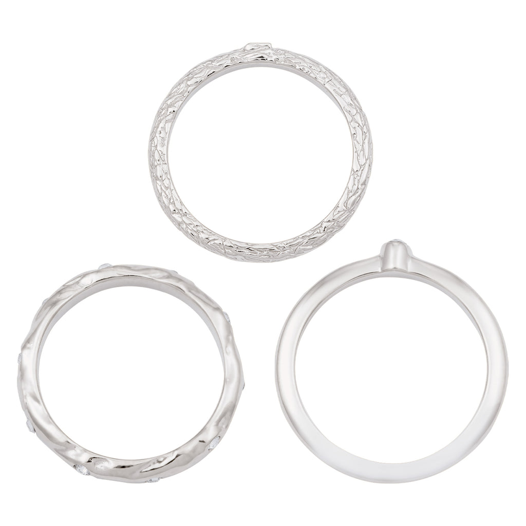 Silber - Elli | Ringset | Mit Kristallen von Swarovski® (Weiß)  | 925 Sterling Silber