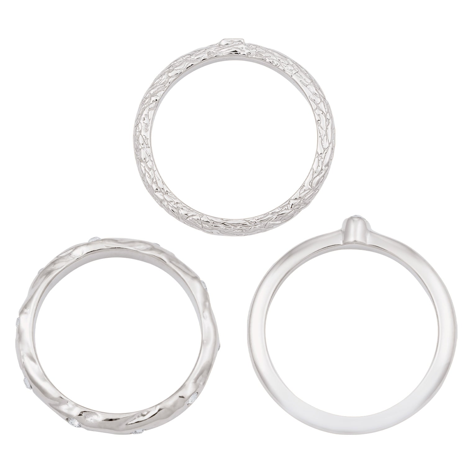 Silber - Elli | Ringset | Mit Kristallen von Swarovski® (Weiß)  | 925 Sterling Silber