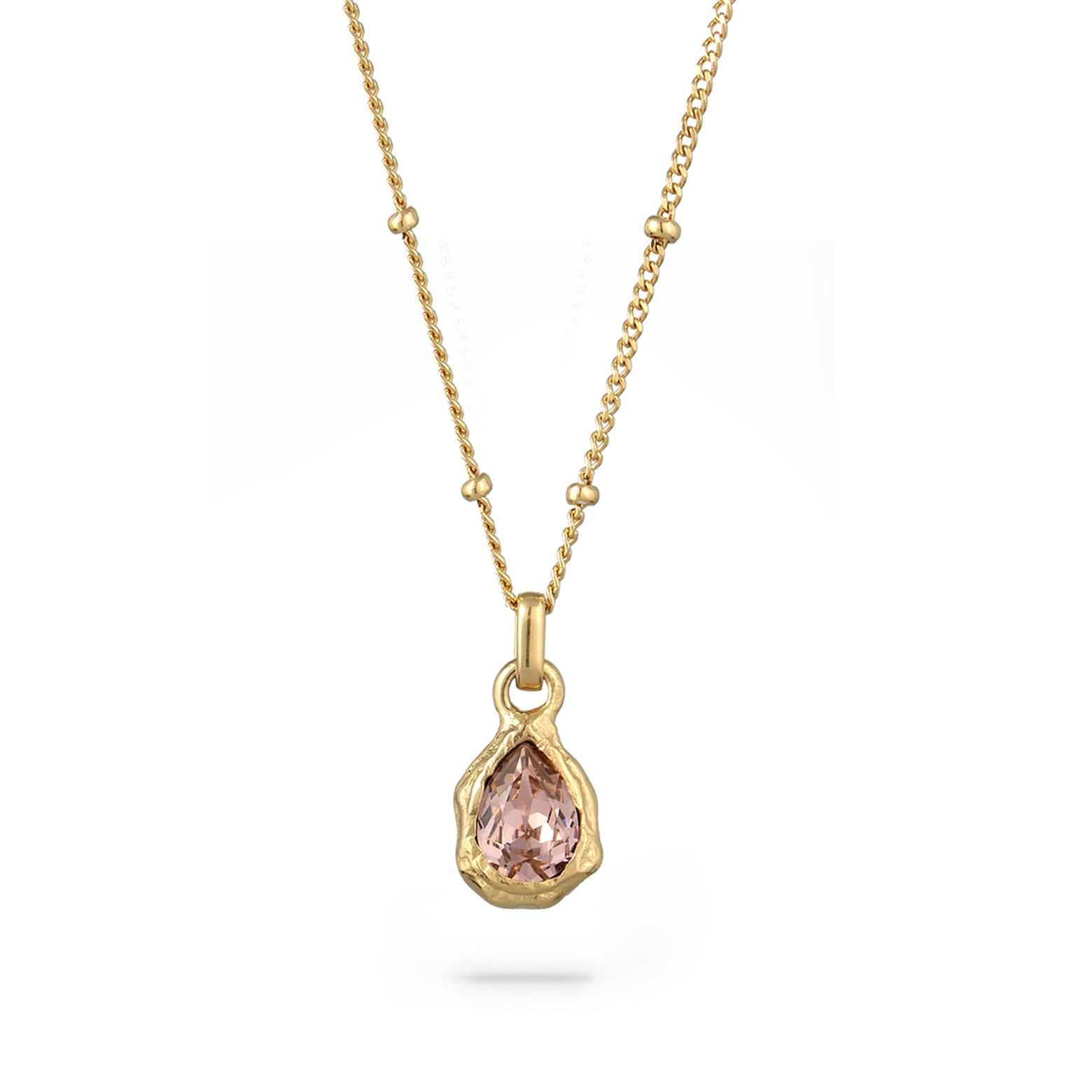 Gold - Elli | Kugel-Halskette Organic Tropfen | Mit Kristallen von Swarovski® (Rose) | 925 Sterling Silber vergoldet