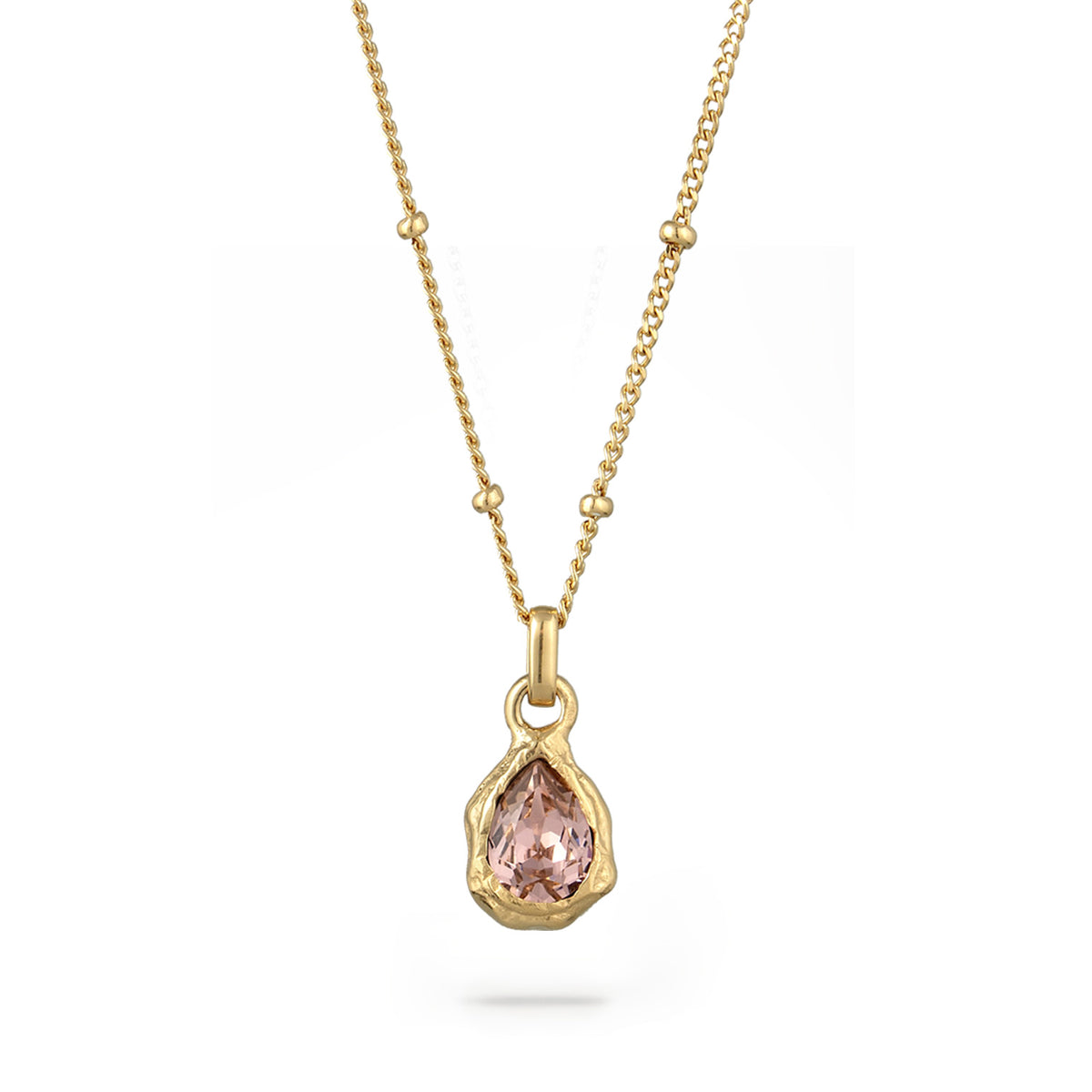 Gold - Elli | Kugel-Halskette Organic Tropfen | Mit Kristallen von Swarovski® (Rose) | 925 Sterling Silber vergoldet