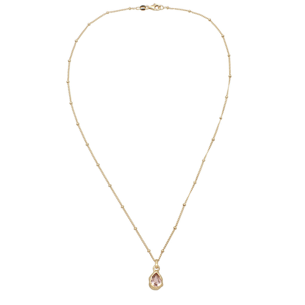Gold - Elli | Kugel-Halskette Organic Tropfen | Mit Kristallen von Swarovski® (Rose) | 925 Sterling Silber vergoldet