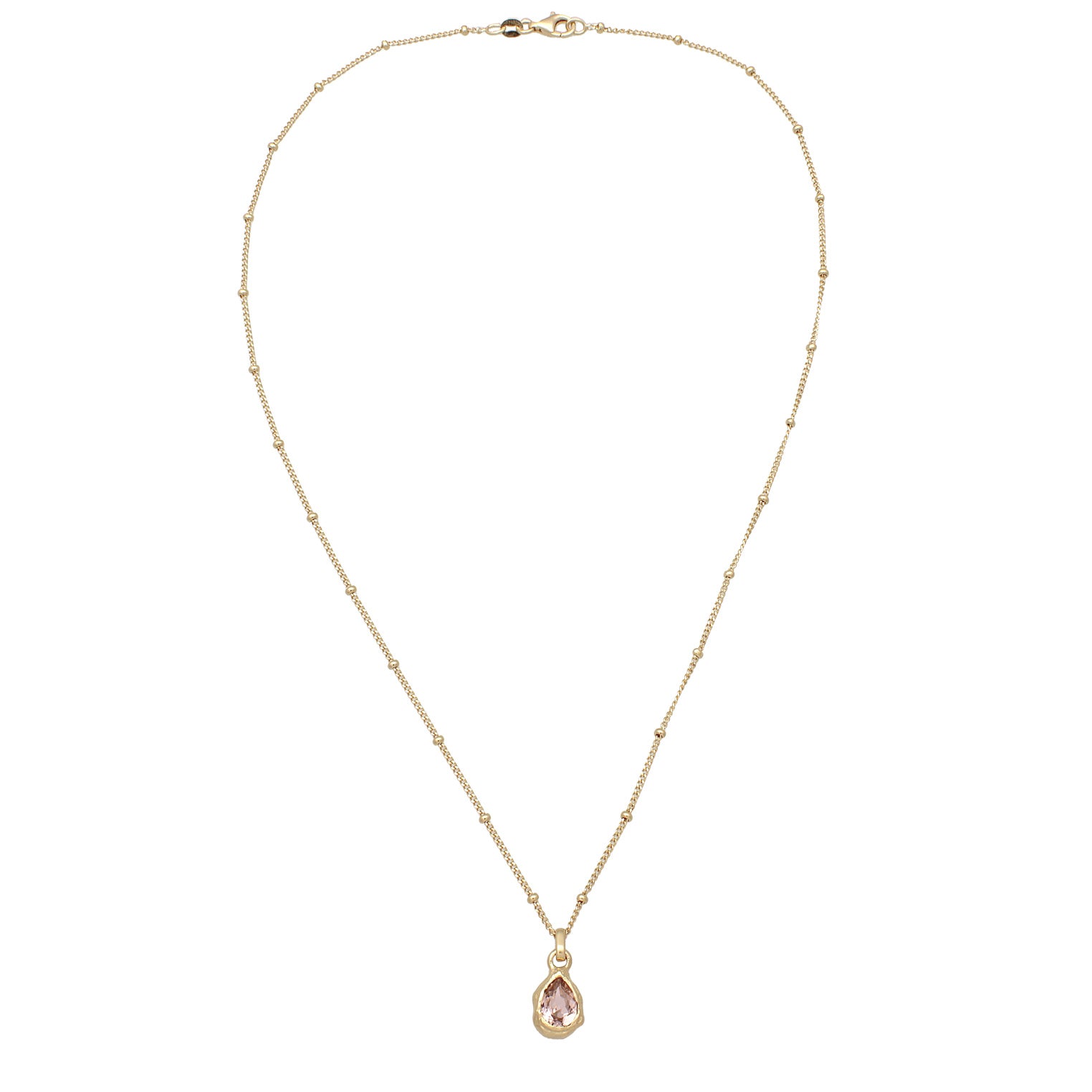 Gold - Elli | Kugel-Halskette Organic Tropfen | Mit Kristallen von Swarovski® (Rose) | 925 Sterling Silber vergoldet
