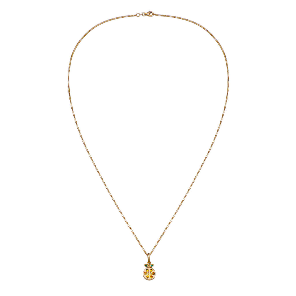 Gold - Nenalina | Halskette Anhänger Orange | Zirkonia (Gelb) & Glaskristalle (Grün) | 925 Sterling Silber vergoldet