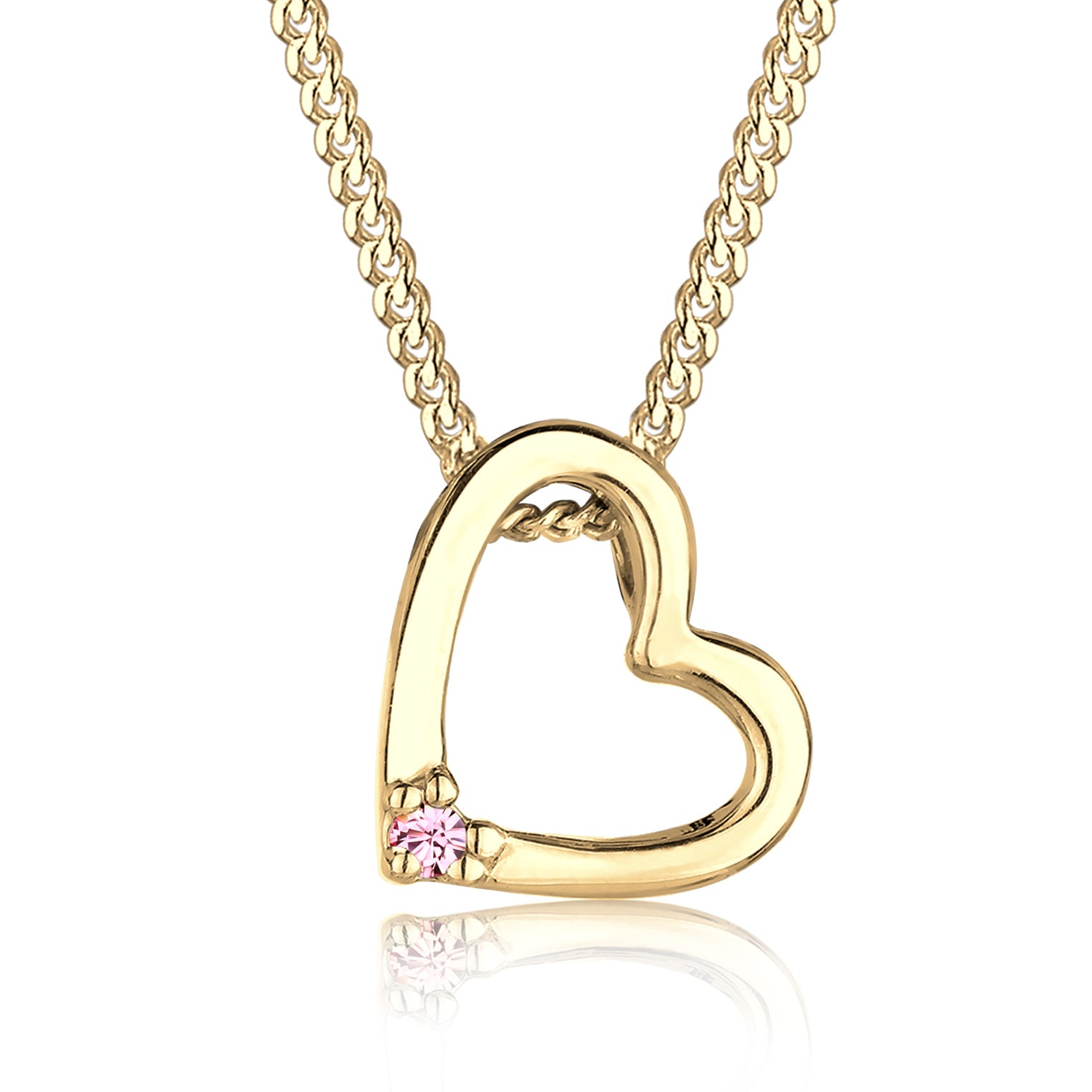 Gold - Elli | Halskette Herz | Mit Kristallen von Swarovski® (Rose) | 925 Sterling Silber vergoldet