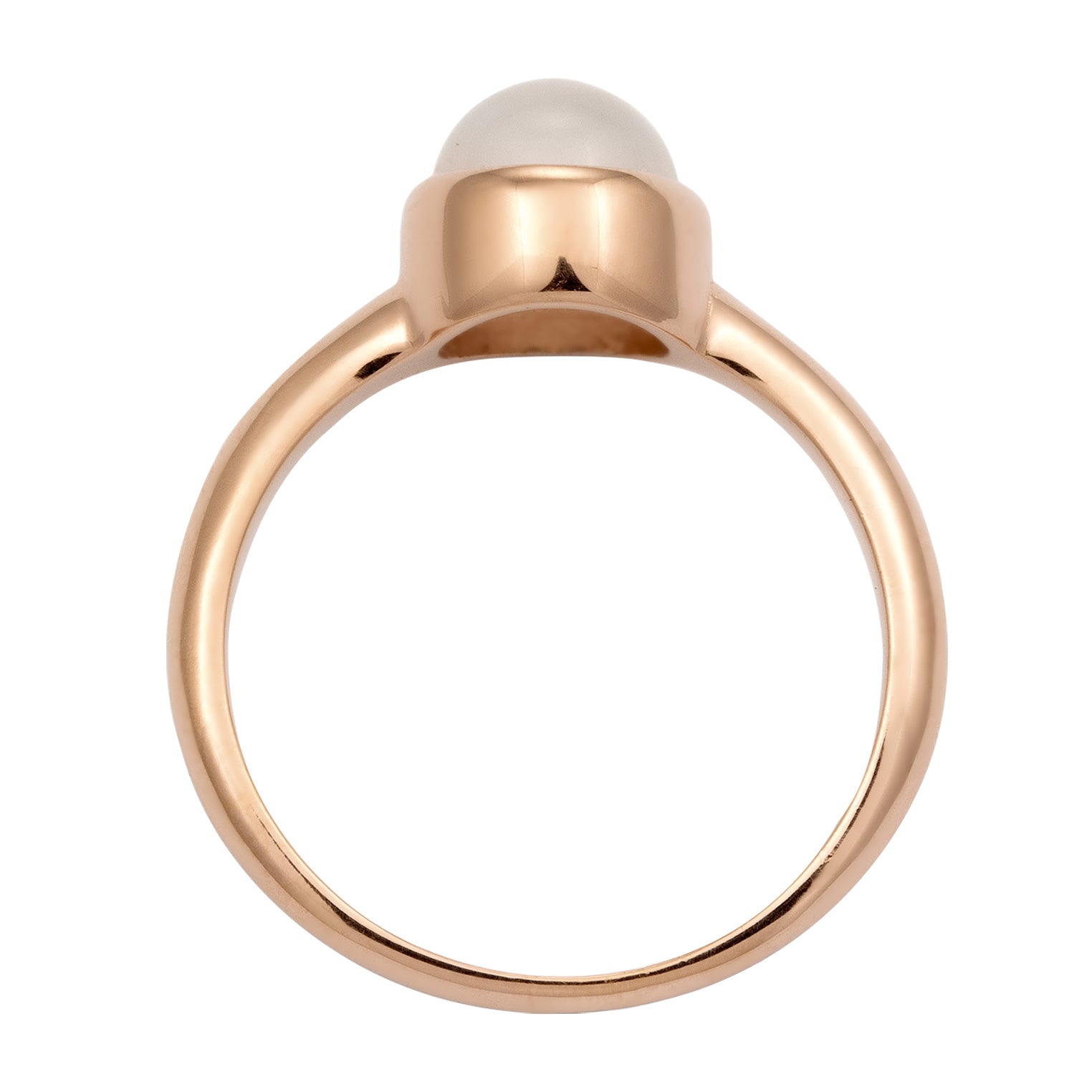 Roségold - Elli | Solitär-Ring Rund | Mondstein (Weiß) | 925 Sterling Silber Rosegold
