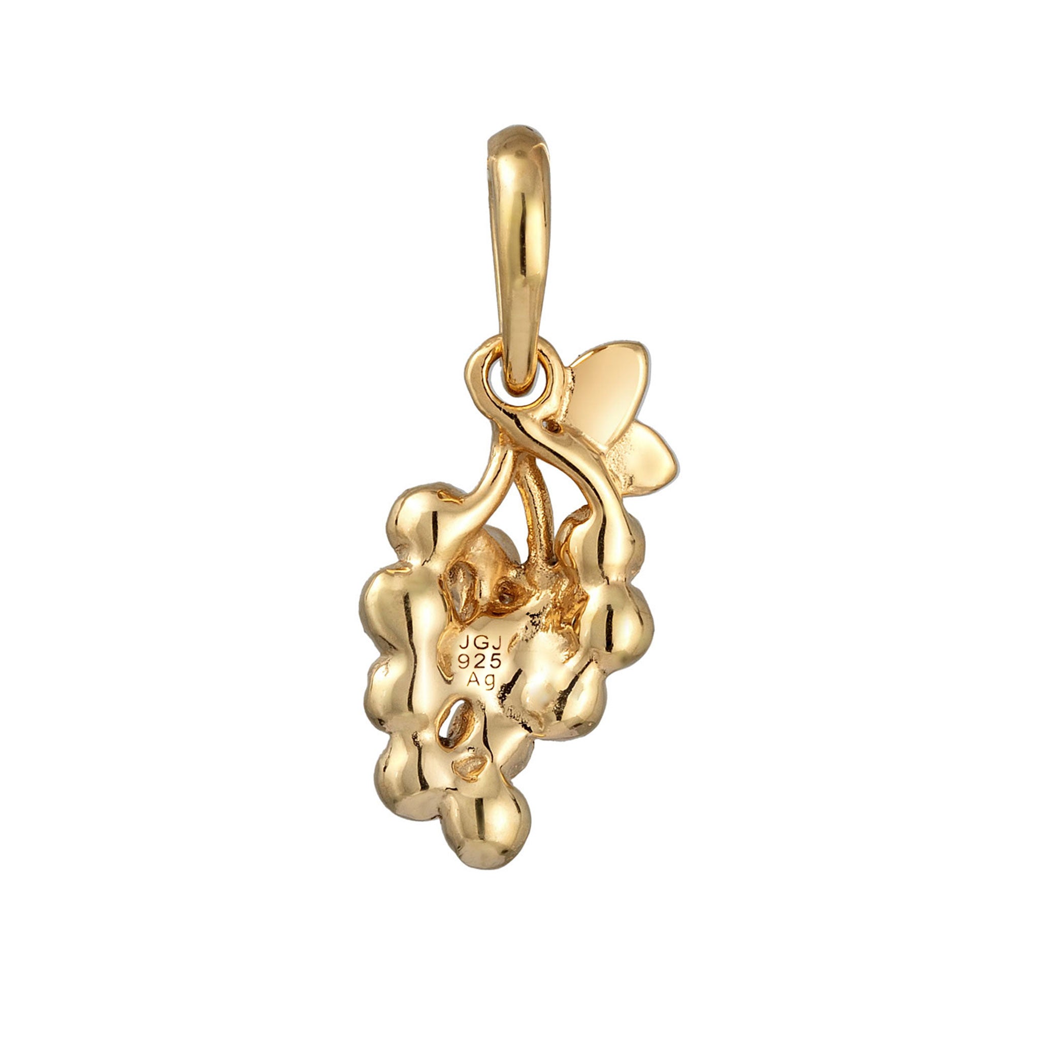 Gold - Elli | Anhänger Trauben | Glas Kristalle (Grün & Lila) | 925 Sterling Silber vergoldet