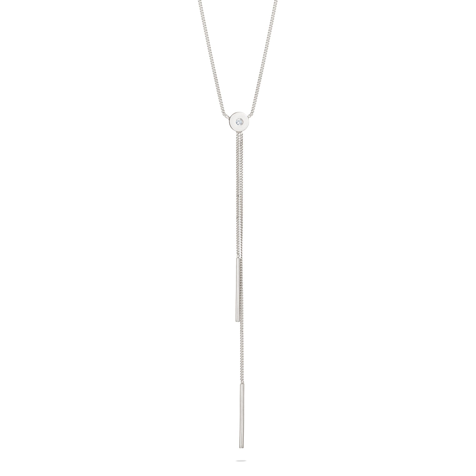 Silber - Elli | Y-Halskette Géo | Mit Kristallen von Swarovski® (Weiß) | 925 Sterling Silber