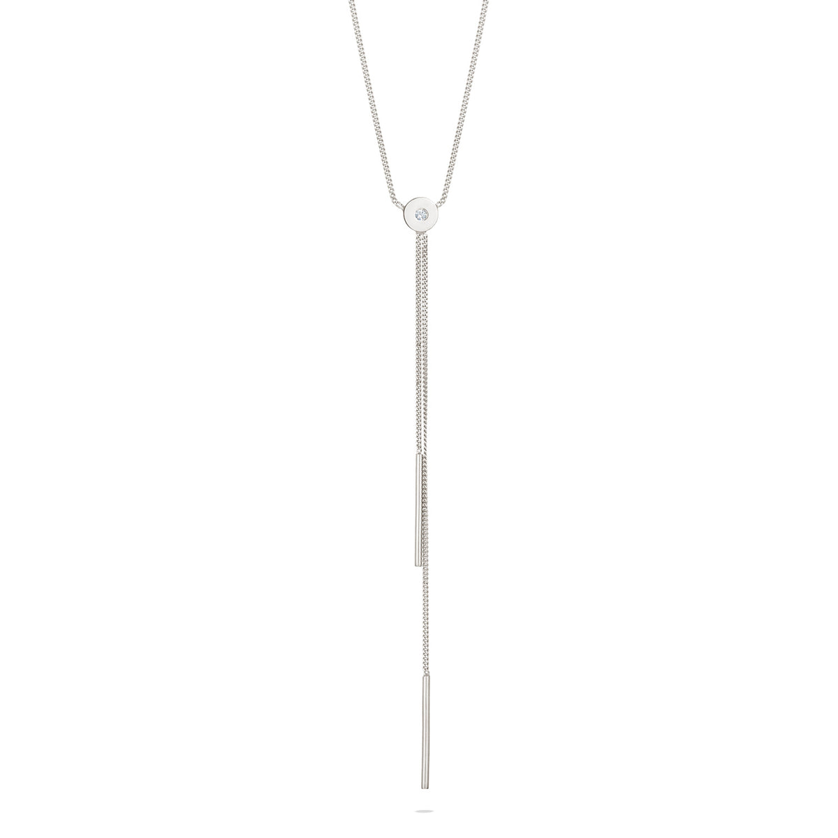 Silber - Elli | Y-Halskette Géo | Mit Kristallen von Swarovski® (Weiß) | 925 Sterling Silber