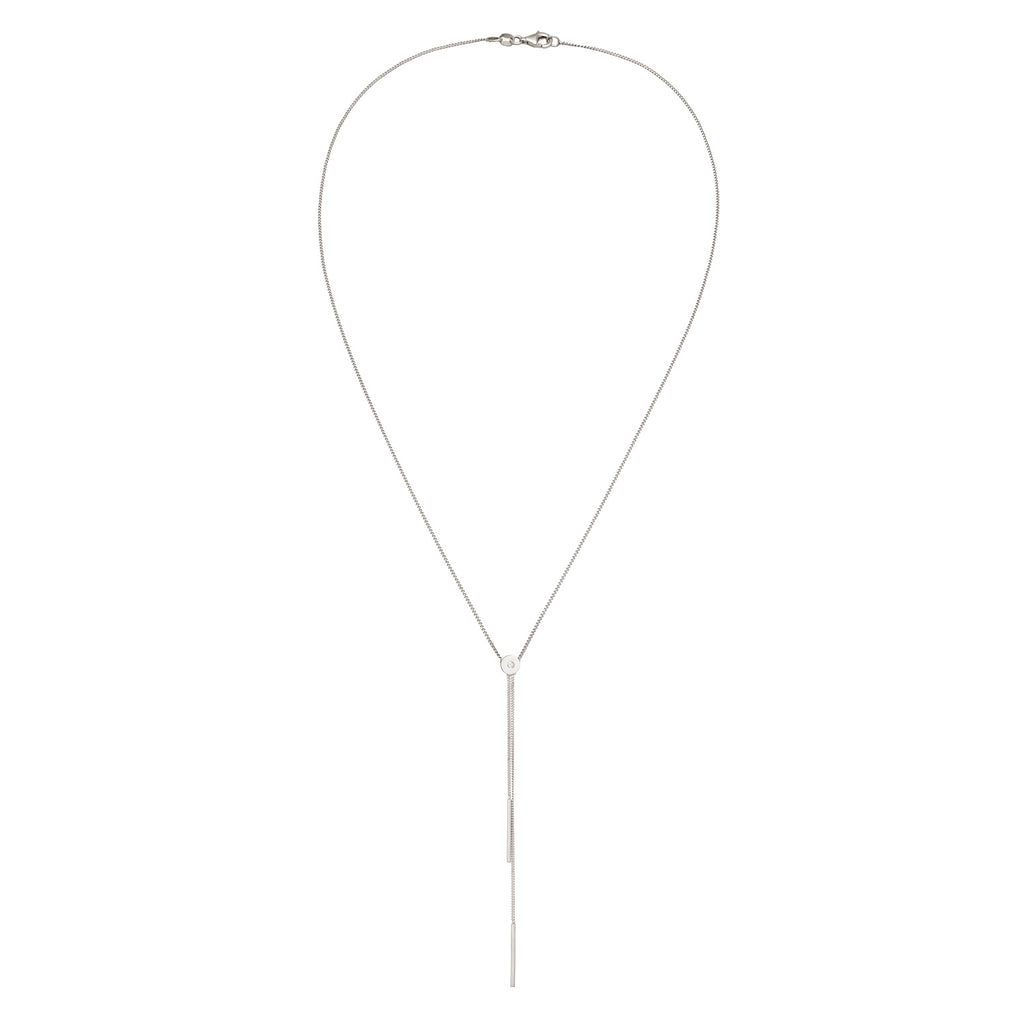 Silber - Elli | Y-Halskette Géo | Mit Kristallen von Swarovski® (Weiß) | 925 Sterling Silber