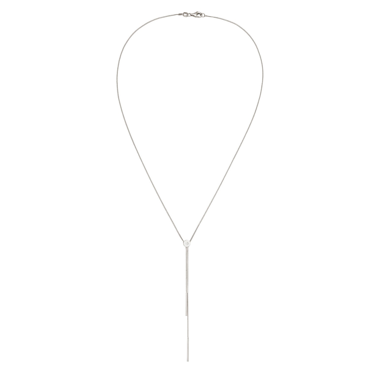 Silber - Elli | Y-Halskette Géo | Mit Kristallen von Swarovski® (Weiß) | 925 Sterling Silber