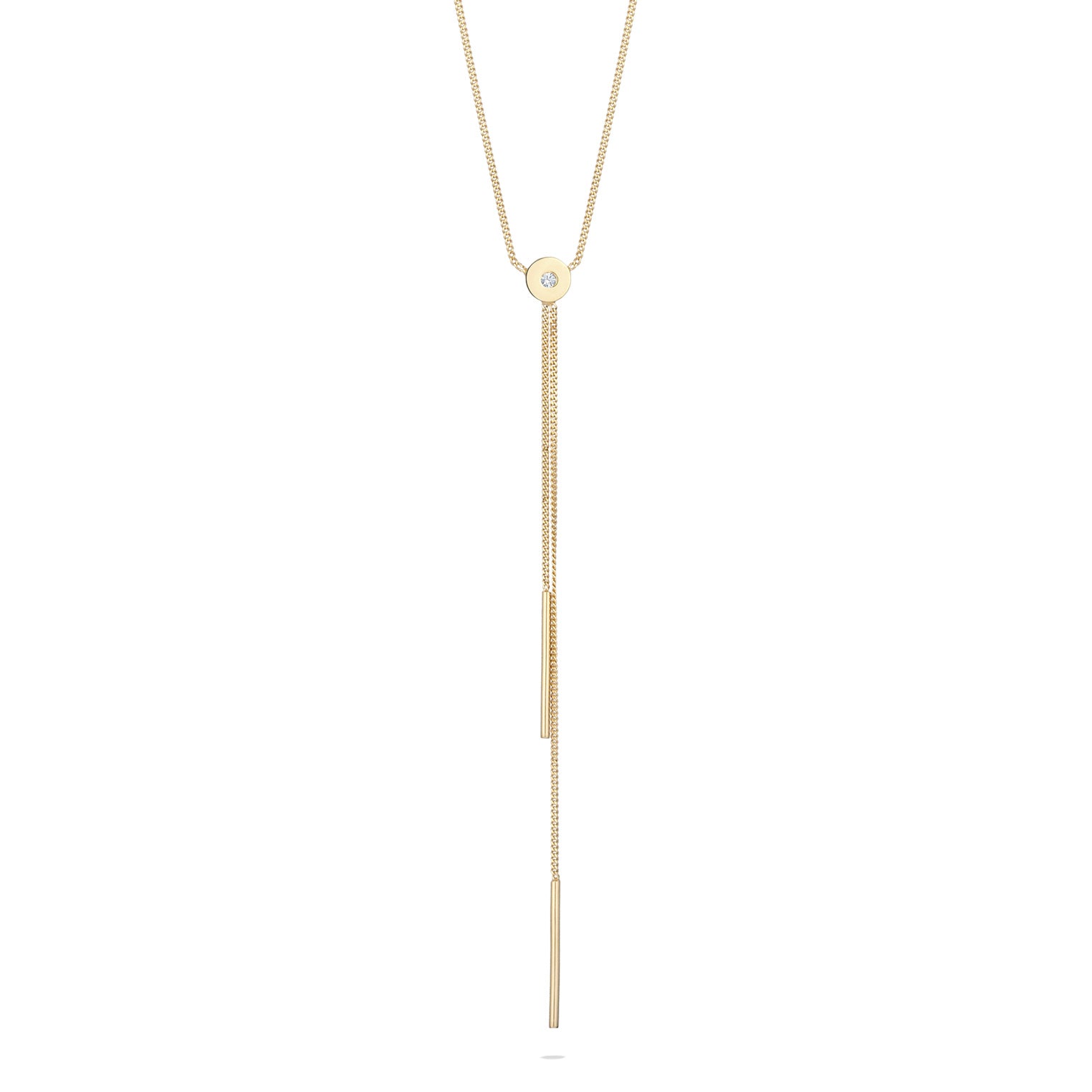 Gold - Elli | Y-Halskette Geo | Mit Kristallen von Swarovski® (Weiß) | 925 Sterling Silber vergoldet