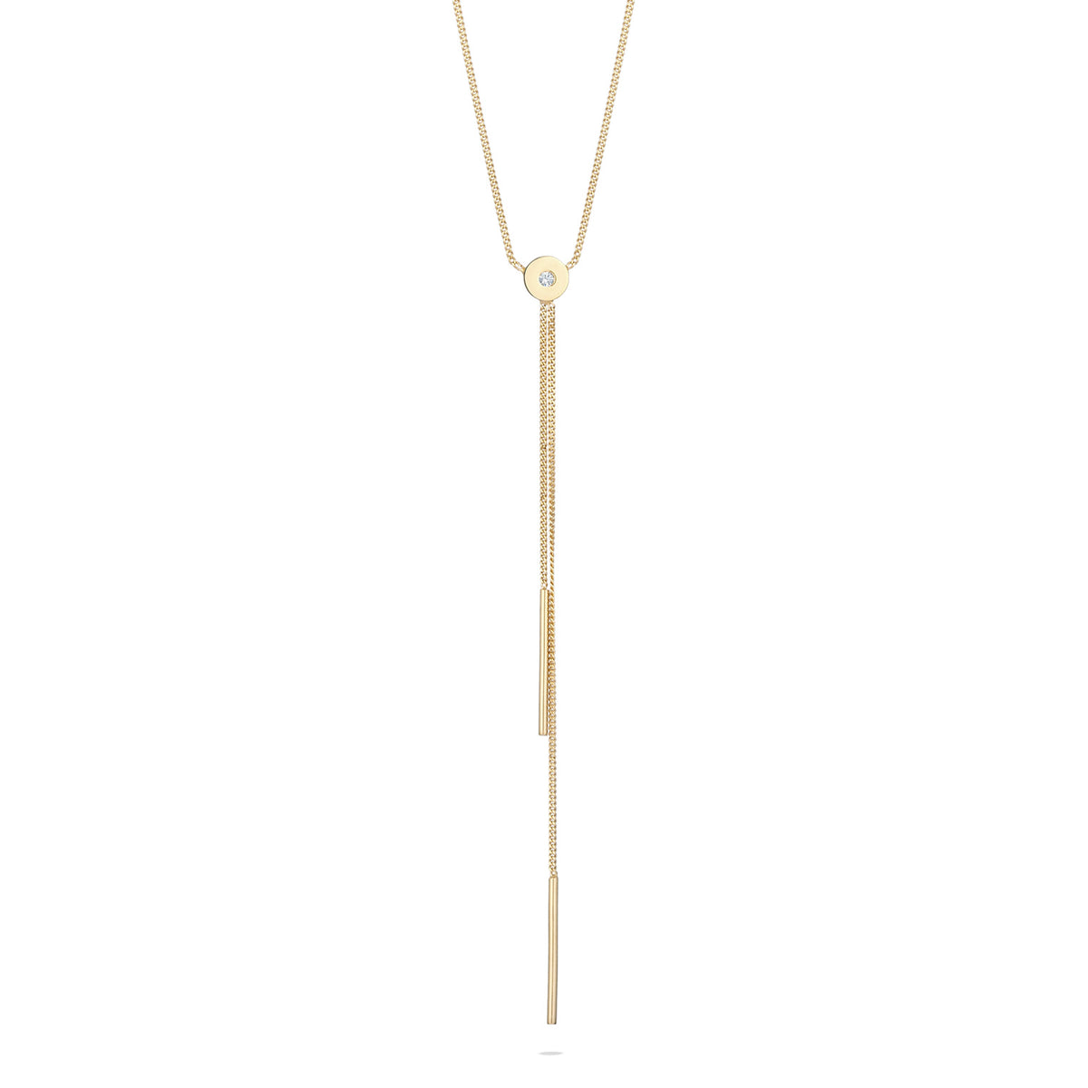 Gold - Elli | Y-Halskette Geo | Mit Kristallen von Swarovski® (Weiß) | 925 Sterling Silber vergoldet
