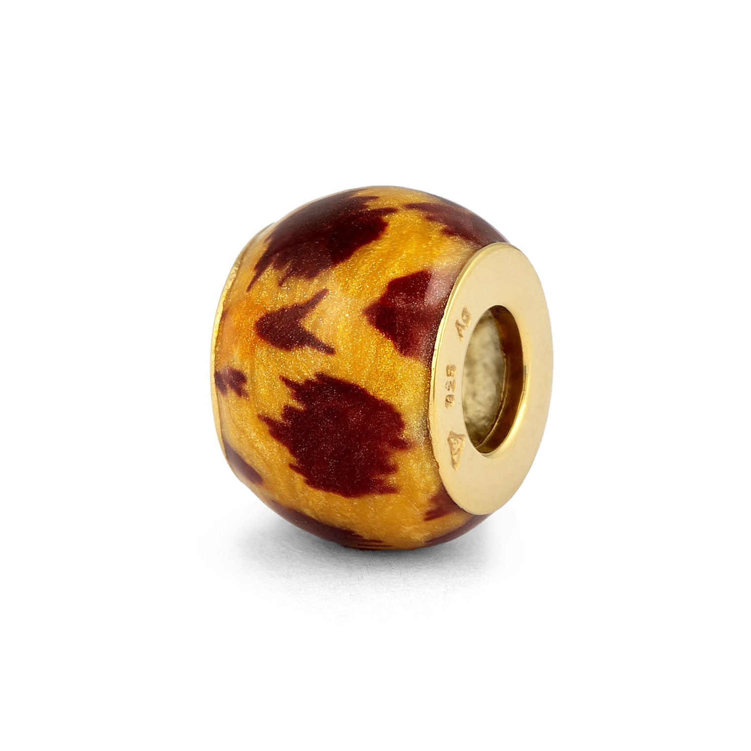 Gold - Elli | Anhänger Bead | Emaille (Leo) | 925 Sterling Silber vergoldet