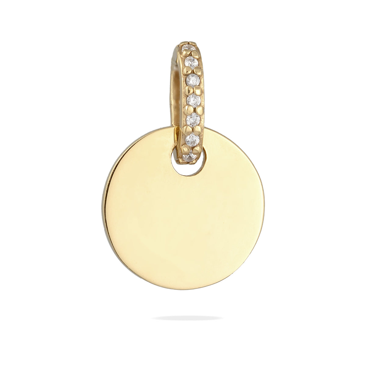 Gold - Elli | Anhänger Plättchen Rund | Zirkonia (Weiß) | 925 Sterling Silber vergoldet