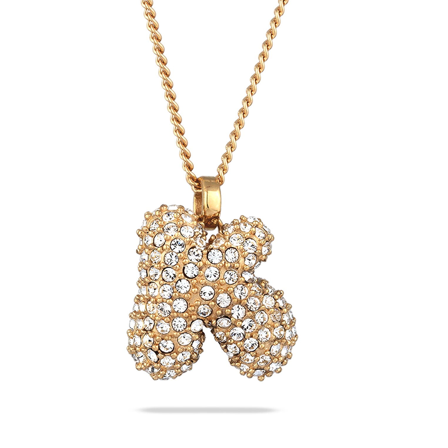 Gold - Elli | Halskette Bubble Buchstabe K | Mit Kristallen von Swarovski® (Weiß) | 925 Sterling Silber vergoldet