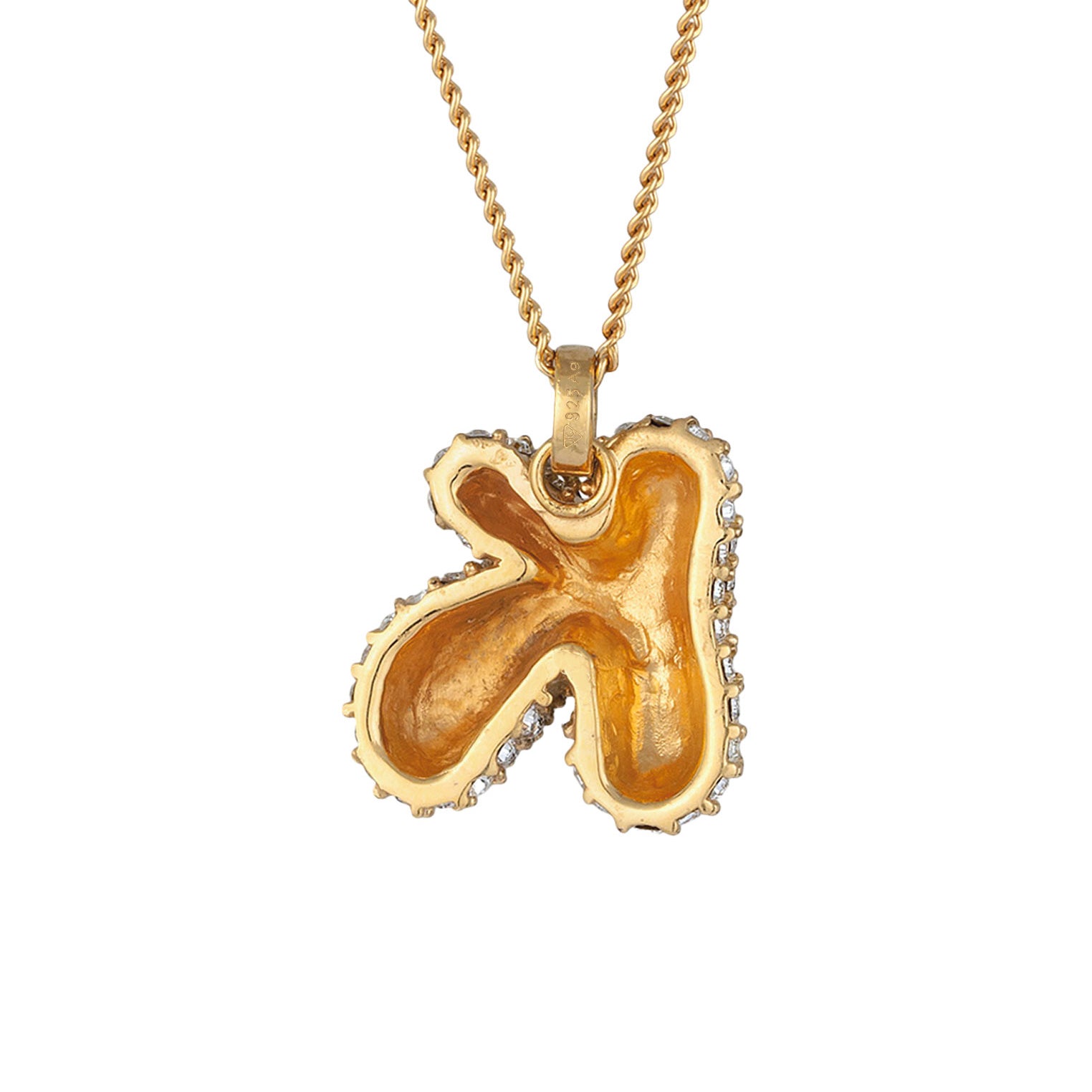 Gold - Elli | Halskette Bubble Buchstabe K | Mit Kristallen von Swarovski® (Weiß) | 925 Sterling Silber vergoldet
