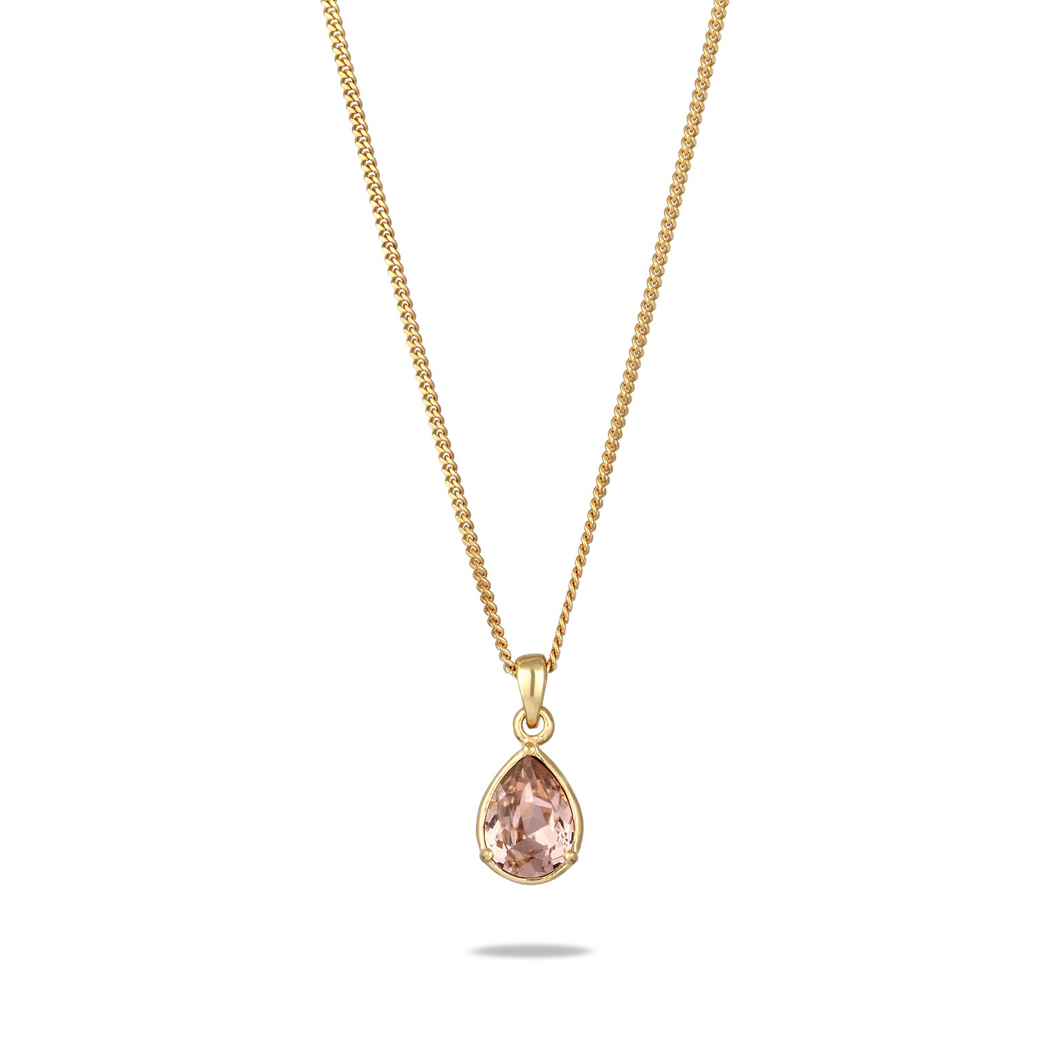 Gold - Elli | Halskette Tropfen | Mit Kristallen von Swarovski® (Rose) | 925 Sterling Silber vergoldet