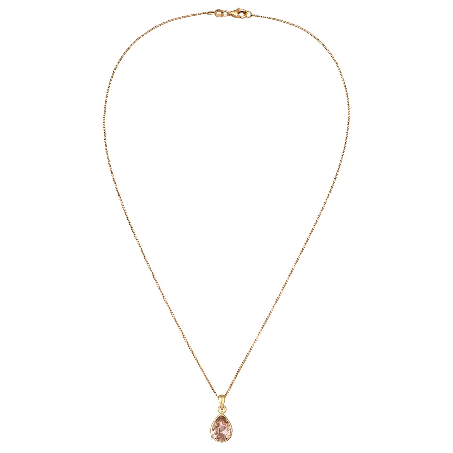 Gold - Elli | Halskette Tropfen | Mit Kristallen von Swarovski® (Rose) | 925 Sterling Silber vergoldet