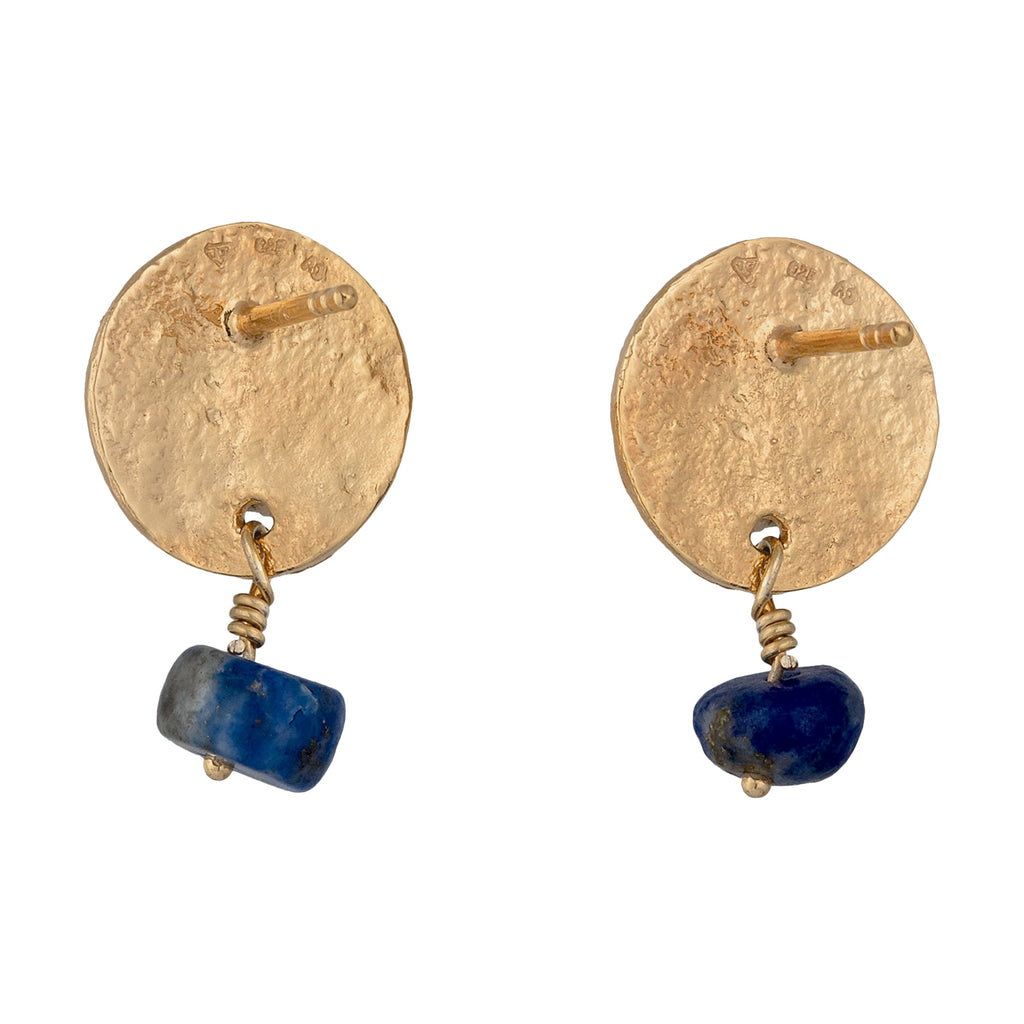Gold - Elli | Ohrstecker Plättchen | Lapis Lazuli (Blau) | 925 Sterling Silber vergoldet