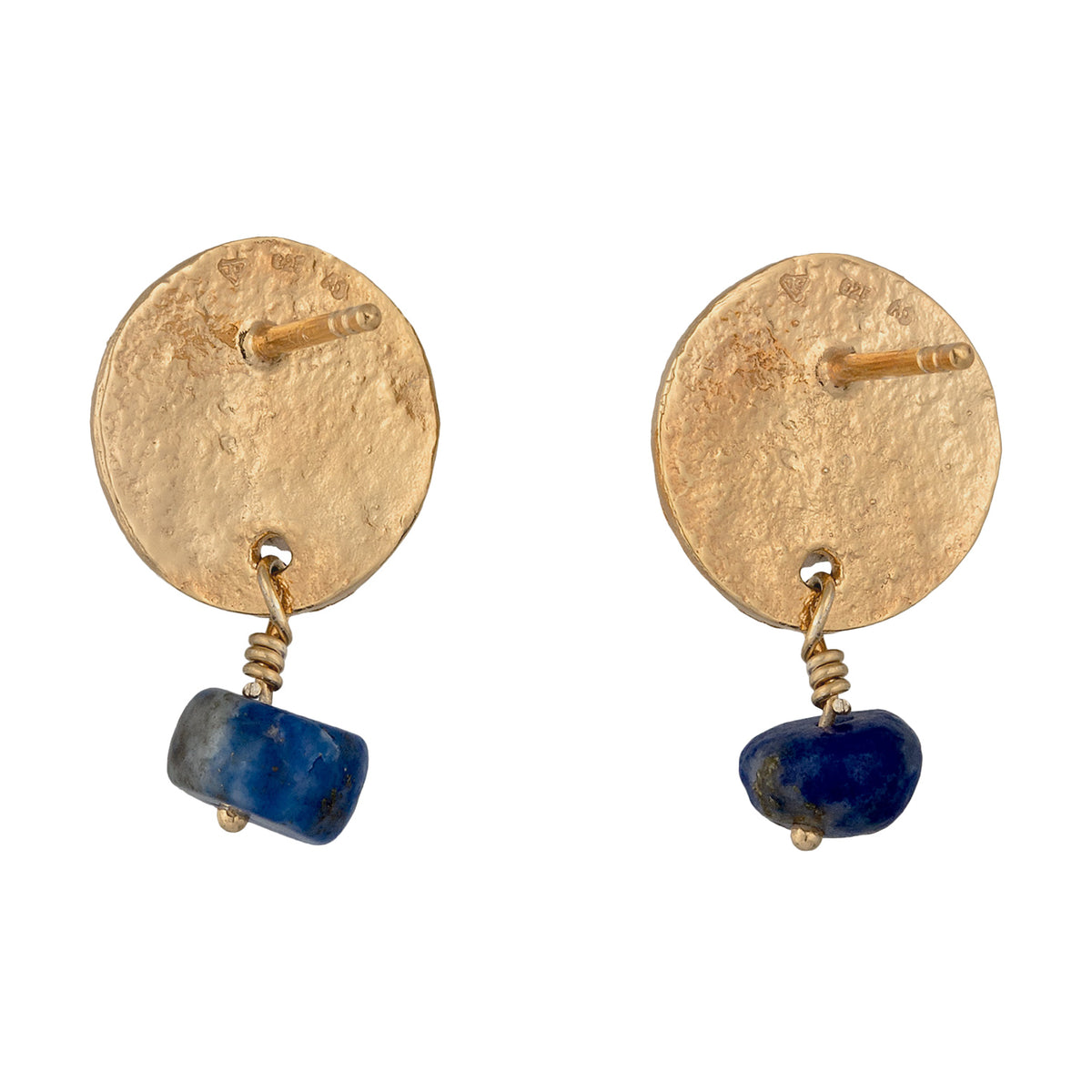 Gold - Elli | Ohrstecker Plättchen | Lapis Lazuli (Blau) | 925 Sterling Silber vergoldet