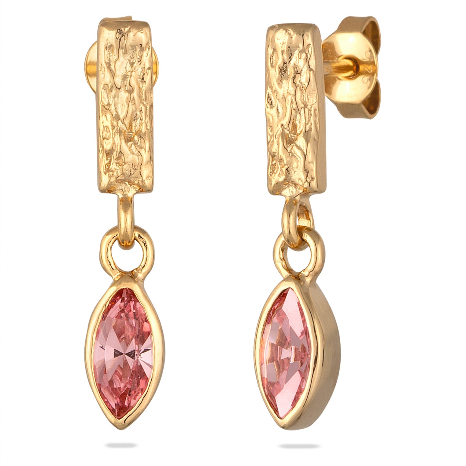 Gold - Elli | Ohrstecker Organic | Glas Kristalle (Rosé) | 925 Sterling Silber vergoldet