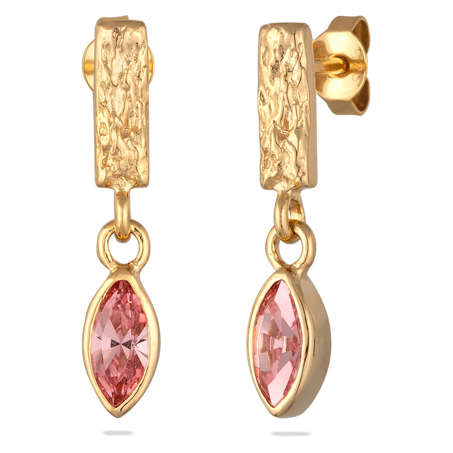 Gold - Elli | Ohrstecker Organic | Mit Kristallen von Swarovski® (Rosé) | 925 Sterling Silber vergoldet