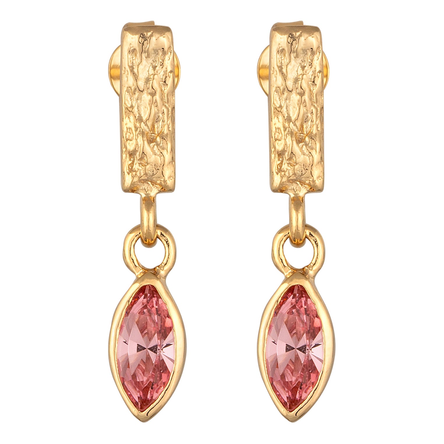 Gold - Elli | Ohrstecker Organic | Glas Kristalle (Rosé) | 925 Sterling Silber vergoldet