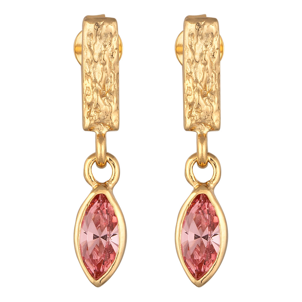 Gold - Elli | Ohrstecker Organic | Mit Kristallen von Swarovski® (Rosé) | 925 Sterling Silber vergoldet