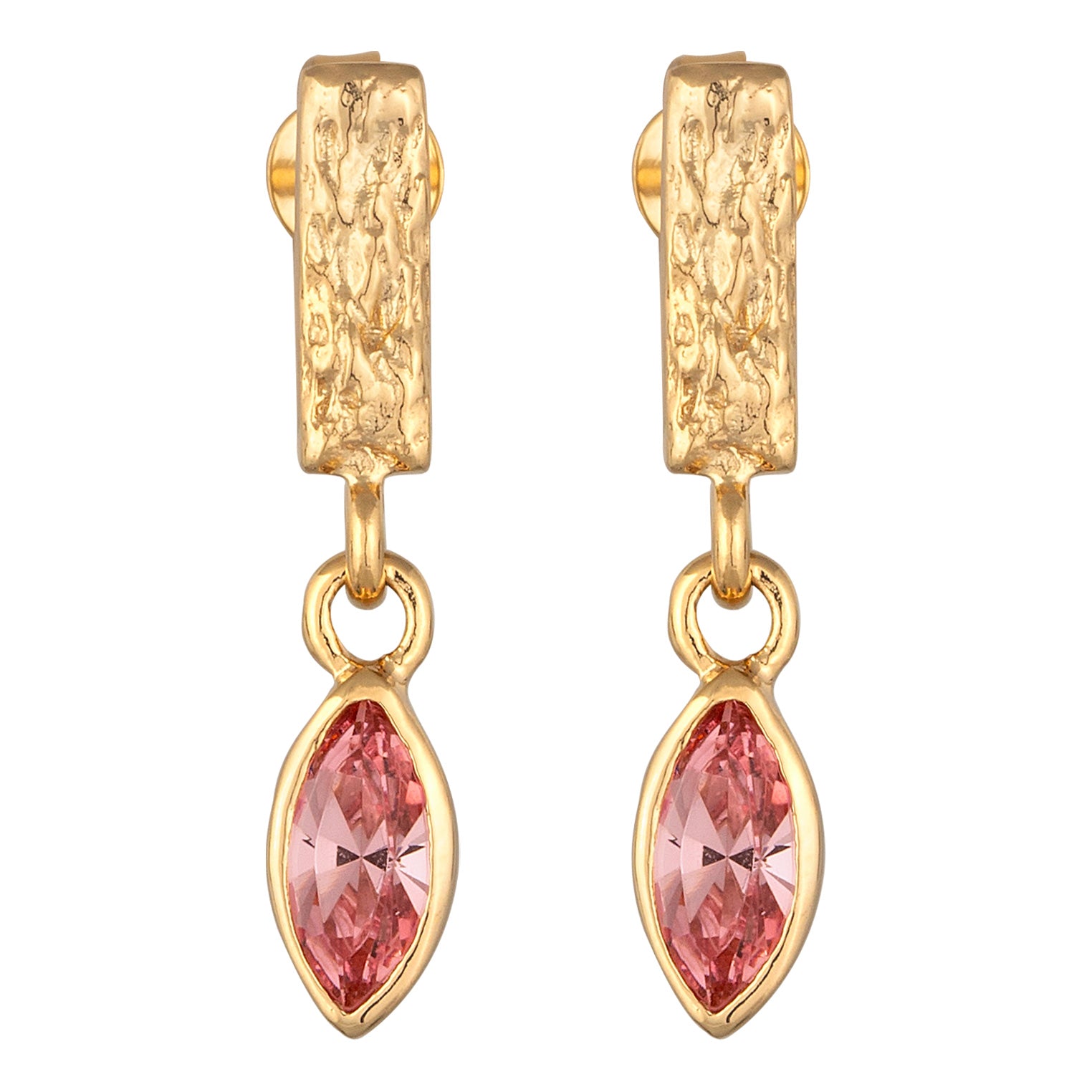 Gold - Elli | Ohrstecker Organic | Mit Kristallen von Swarovski® (Rosé) | 925 Sterling Silber vergoldet