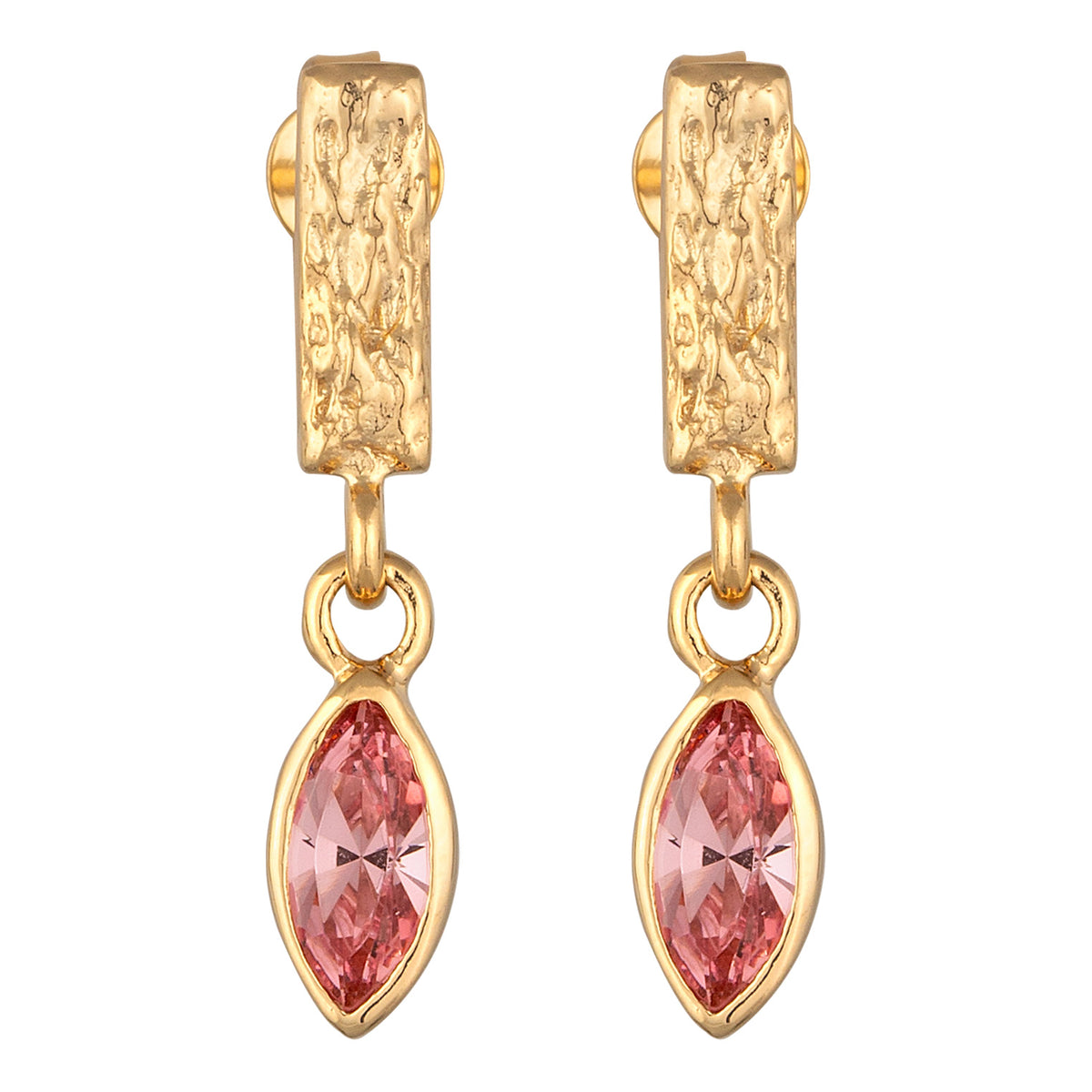 Gold - Elli | Ohrstecker Organic | Mit Kristallen von Swarovski® (Rosé) | 925 Sterling Silber vergoldet