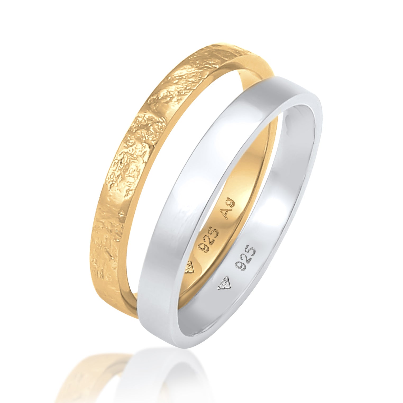 Zweifarbig - Elli | Bandring 2er Set Bicolor | 925 Sterling Silber