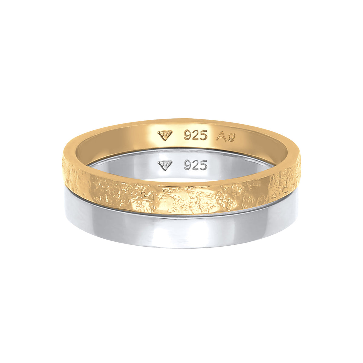 Zweifarbig - Elli | Bandring 2er Set Bicolor | 925 Sterling Silber