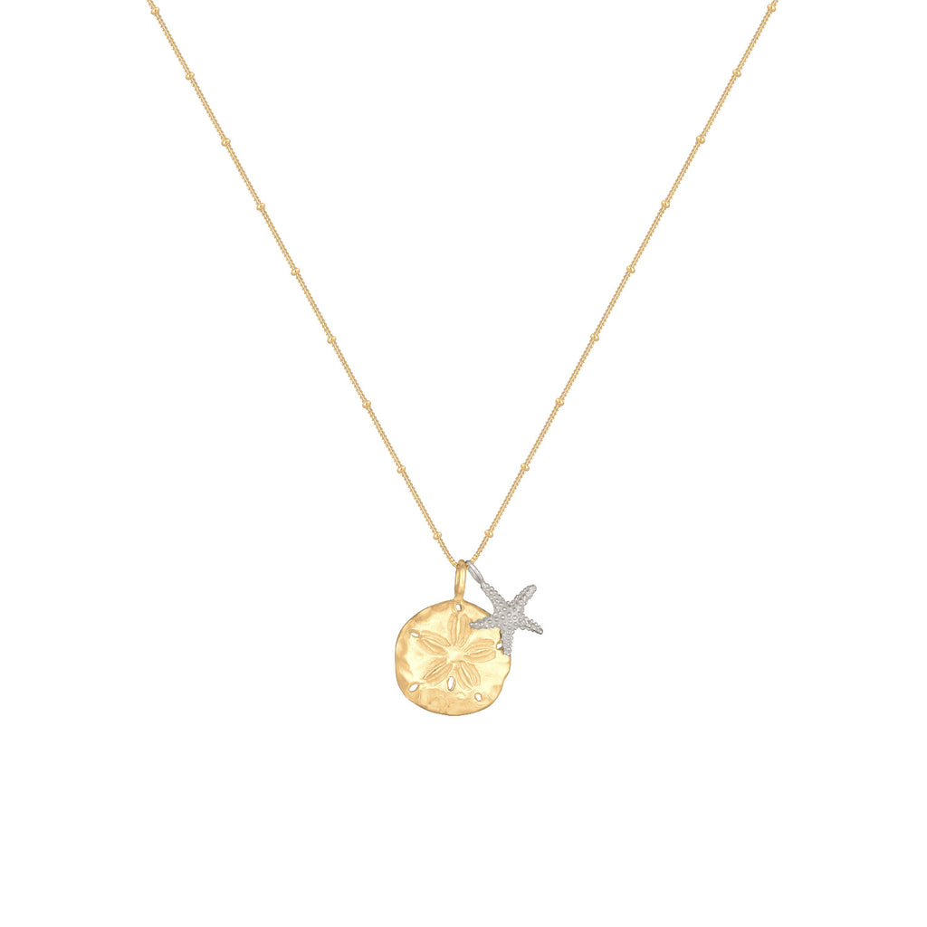 Zweifarbig - Elli | Kugel-Halskette Seestern Bicolor | 925 Sterling Silber vergoldet
