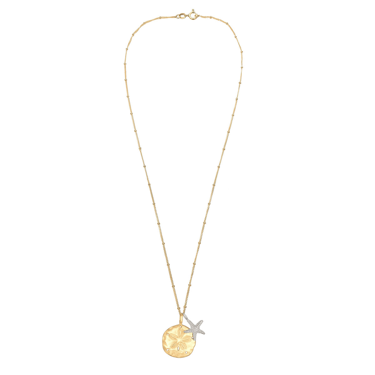 Zweifarbig - Elli | Kugel-Halskette Seestern Bicolor | 925 Sterling Silber vergoldet