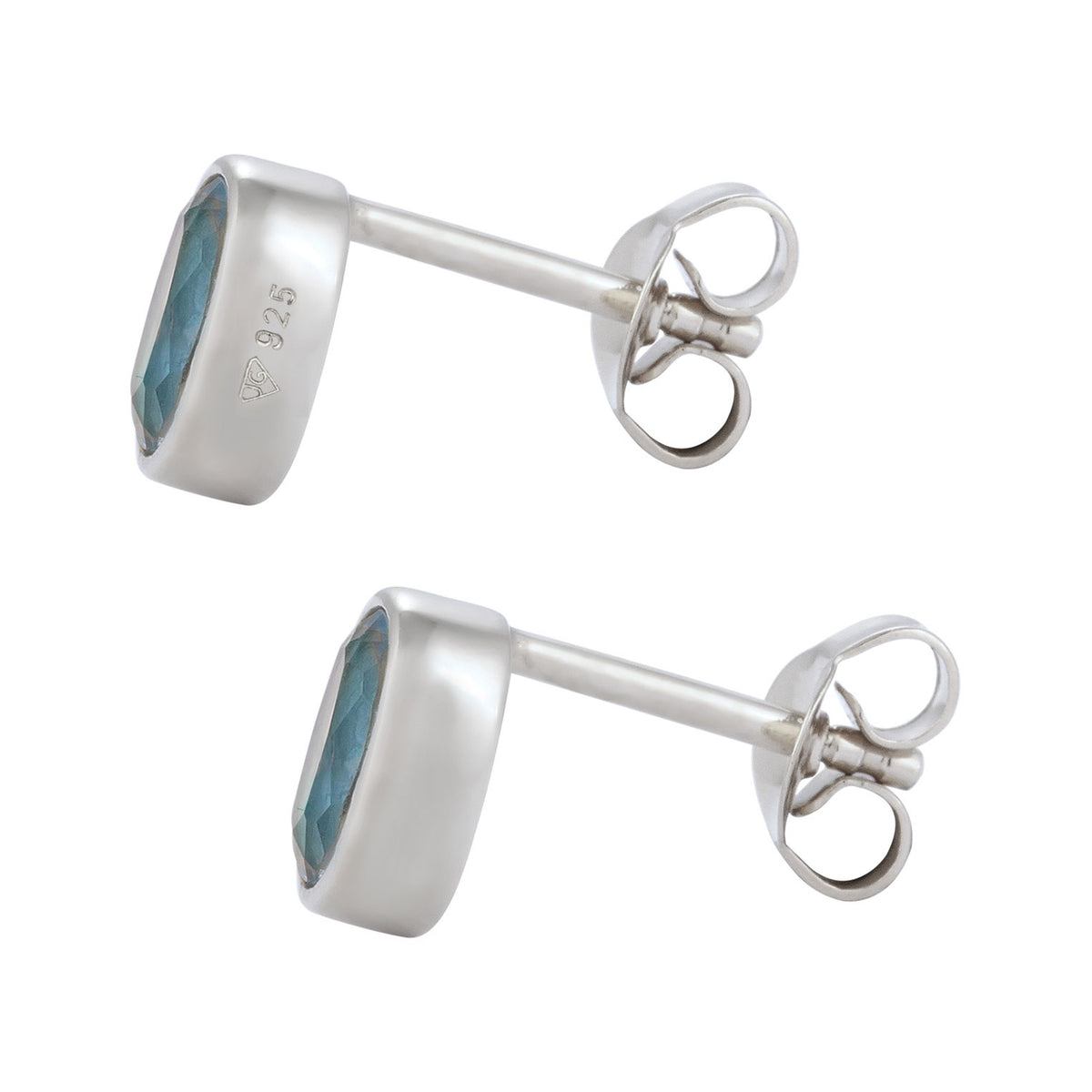 Silber - Elli | Ohrstecker Oval | Topas (Hellblau) | 925 Sterling Silber
