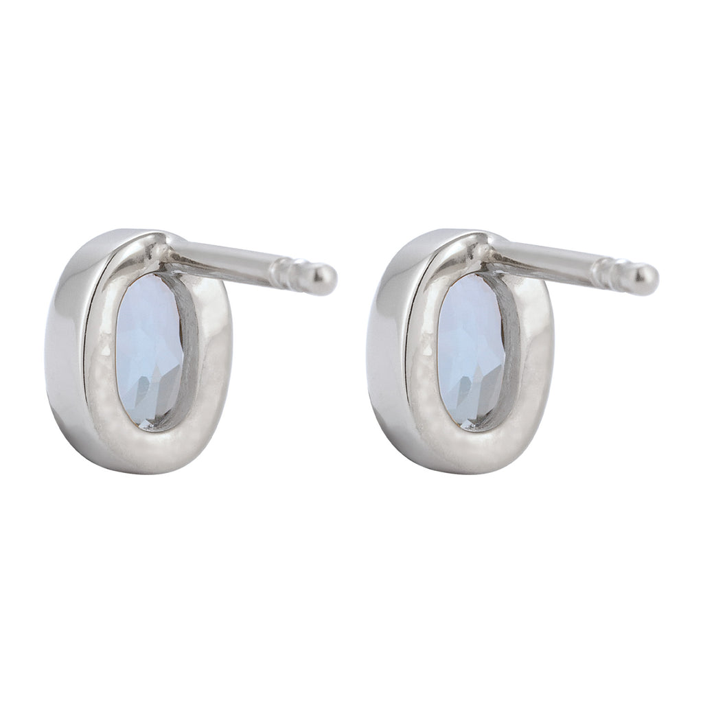 Silber - Elli | Ohrstecker Oval | Topas (Hellblau) | 925 Sterling Silber