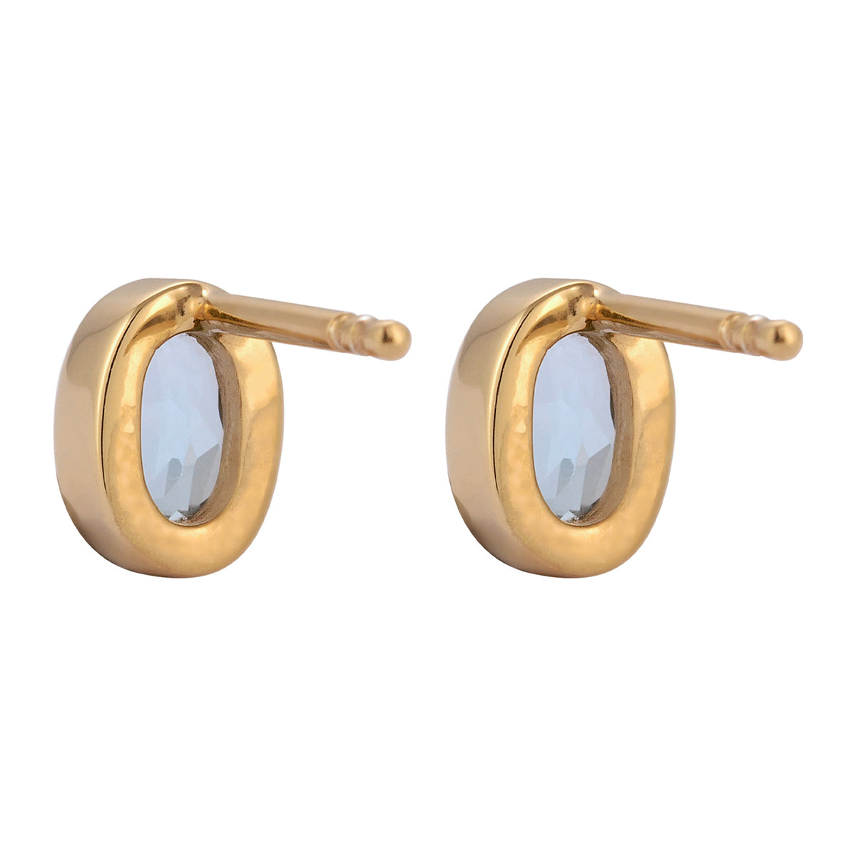 Gold - Elli | Ohrstecker Oval | Topas (Hellblau) | 925 Sterling Silber Vergoldet