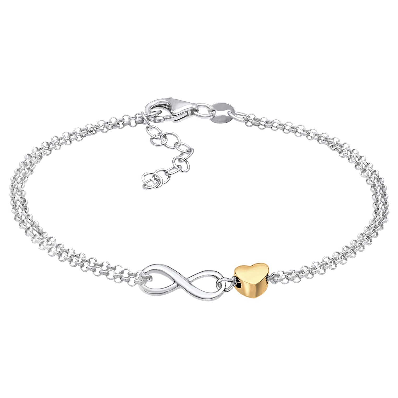 Zweifarbig - Elli | Armband Herz & Infinity | Bicolor | 925er Sterling Silber